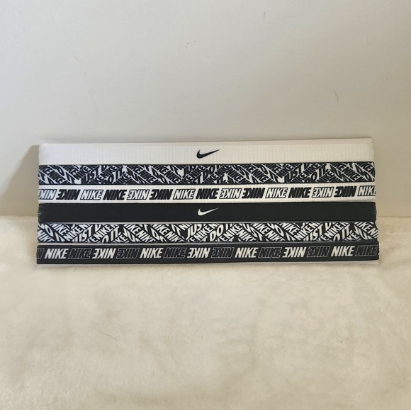 Nike Black White Logo Non-Slip Silicone Headbands Set of 6 - Picture 2 of 8